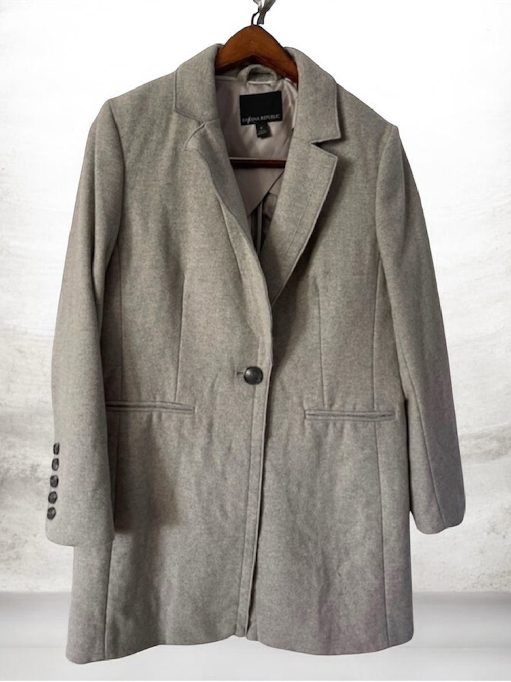 Banana Republic Light Gray Coat Jacket Size 6 | Classic Tailored Blazer Coat - Picture 15 of 16